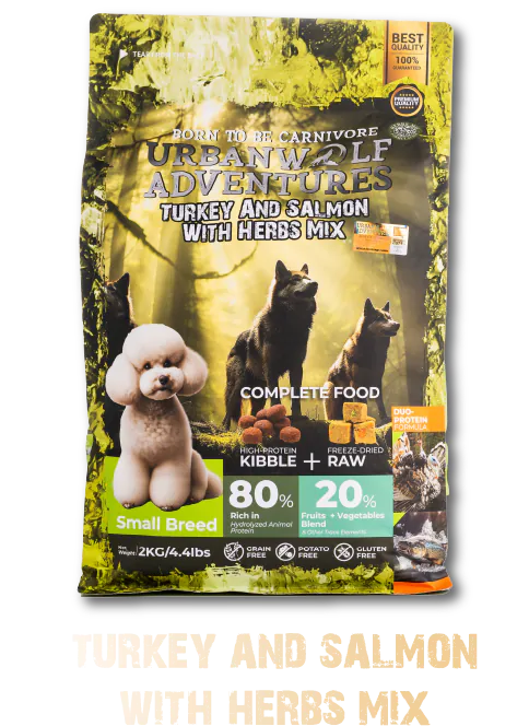 Urbanwolf Adventures turkey and salmon dry food pack