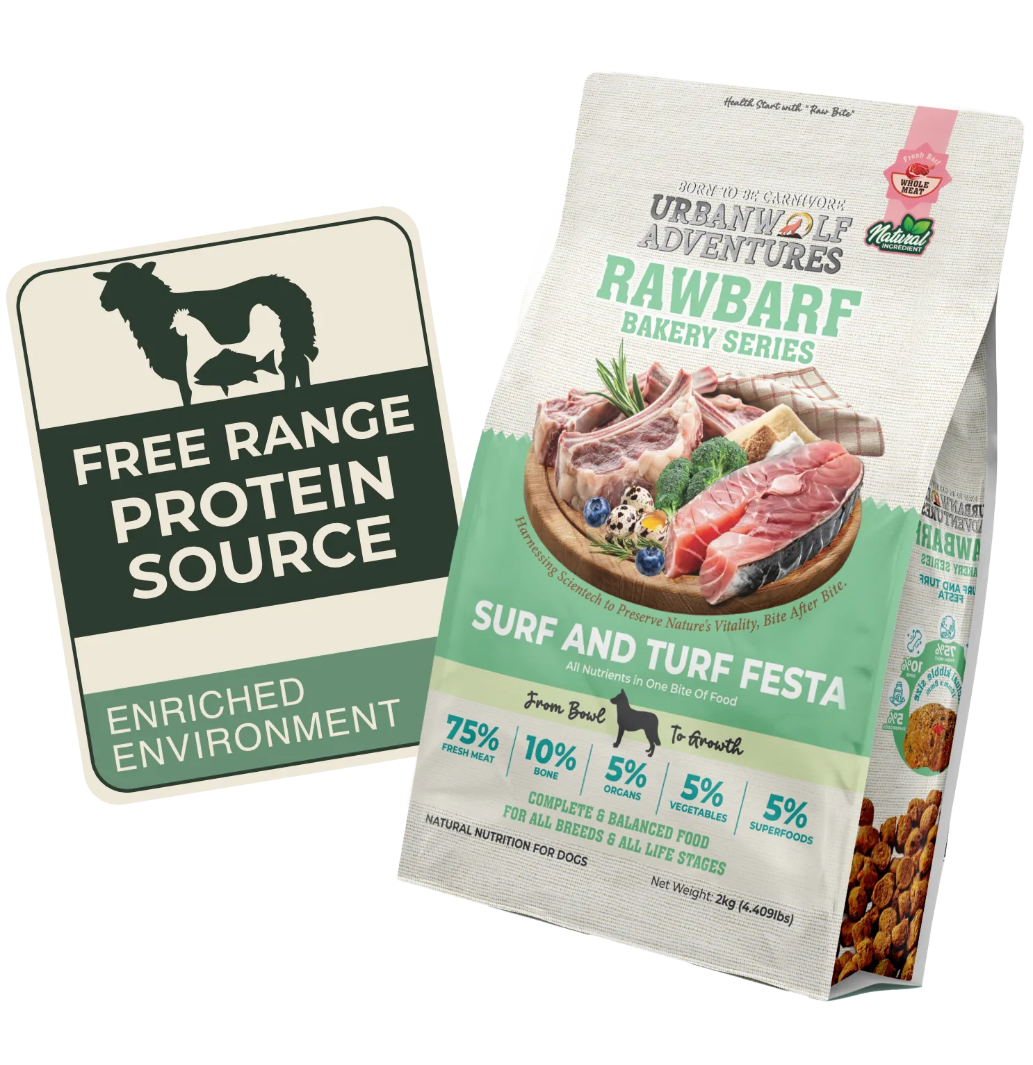Free Range Protein Source - Rawbarf Bakery Series Surf and Turf Festa